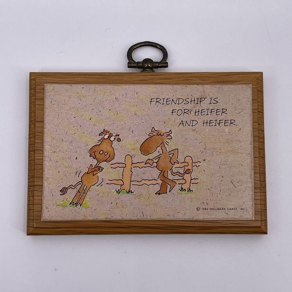 Hallmark Vintage 1983 Small Wooden Wall Plaque Friendship is for Heifer Forever - Picture 1 of 8